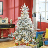 HOMCOM 6ft Bushy Snow-Flocked Artificial Christmas Tree, with LED Lights