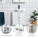 kleankin 60x60cm Under-Sink Storage Cabinet w/ Adjustable Shelf Handles Drain Hole Bathroom Cabinet Space Saver Organizer White