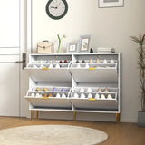 HOMCOM Narrow Shoe Cabinet with 4 Flip Drawers - White