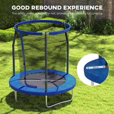 SPORTNOW 6ft Trampoline with Safety Enclosure Net, Steel Frame Outdoor Trampoline, Jumping Mat with Edge Safety Cover for Fitness, Blue