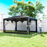 Outsunny 4 x 3 m Party Tent Wedding Gazebo Outdoor Waterproof PE Canopy Shade with Panel