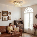 HOMCOM Crystal Chandeliers with 160 Crystal Pendants, 6-Light Ceiling Light for Living Room, Bedroom Dining Room, Silver Tone