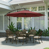 Outsunny 3 m Overhanging Cantilever Parasol, with Cross Base - Wine Red