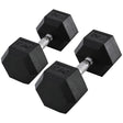 HOMCOM 2x17.5kg Rubber Hex Dumbbell Portable Hand Weights Dumbbell Home Gym Workout Fitness Hand Dumbbell