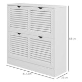 HOMCOM 2 Drawers Entryway Shoe Cabinet, Narrow Shoe Storage Cabinet with 2 Flip Drawers, Louvred Door Design and Adjustable Shelves for 16 Pairs of Shoes, White