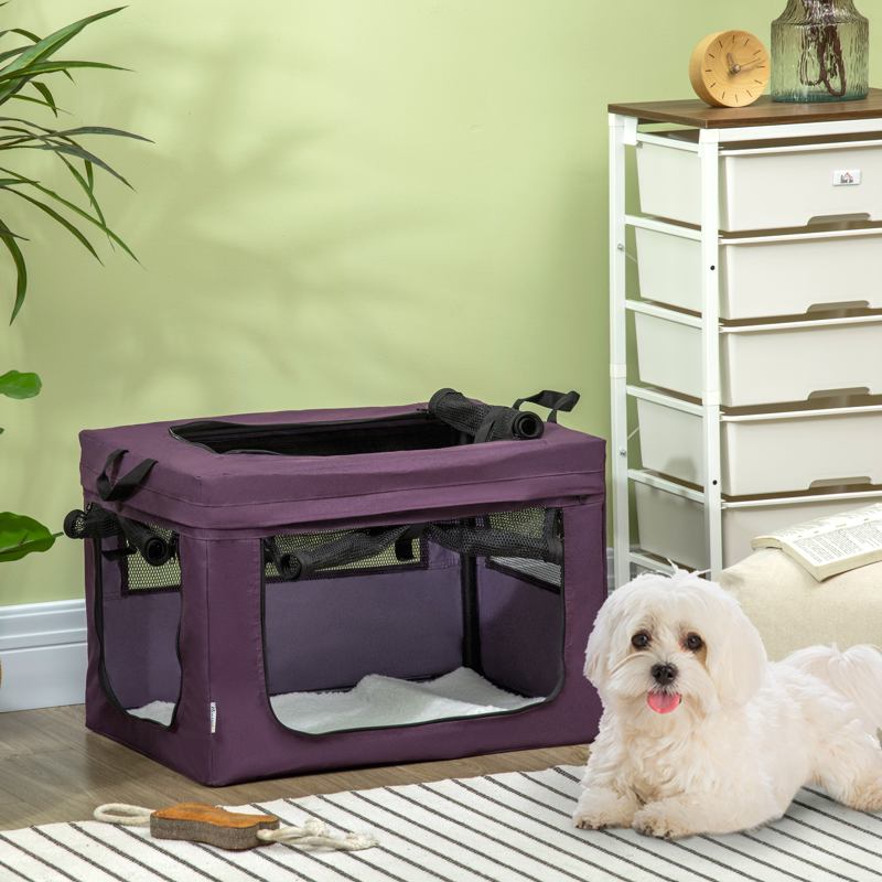 PawHut 60cm Pet Carrier, with Cushion, for Miniature Dogs - Purple