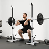 HOMCOM Weights Bar Barbell Rack Squat Stand Adjustable Portable Weight Lifting Max Load 200kg, Suitable For Home Gym Training Work Out