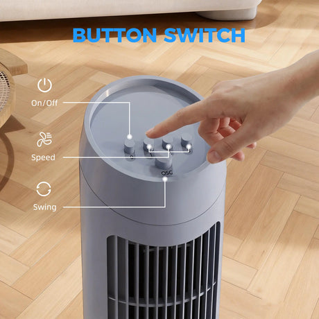 HOMCOM Tower Fan for Bedroom Cooling, 75cm Electric 70 Oscillating with 3 Speed Settings, Standing Floor Fan, Grey