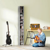 HOMCOM 204 CD Tall Narrow Media Storage Tower - Cement Grey