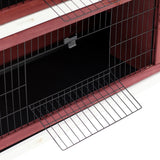 PawHut Rabbit Hutch Outdoor 2-Tier Guinea Pig Cage Bunny House Cage with No-Leak Trays for Indoor and Outdoor 136 x 50 x 93cm