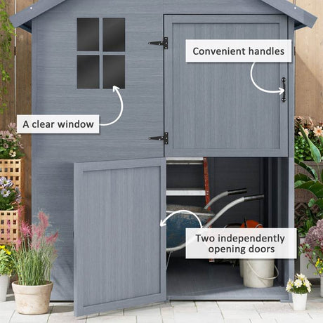 Outsunny 6 x 6.5ft Wooden Garden Shed, with Floor - Grey