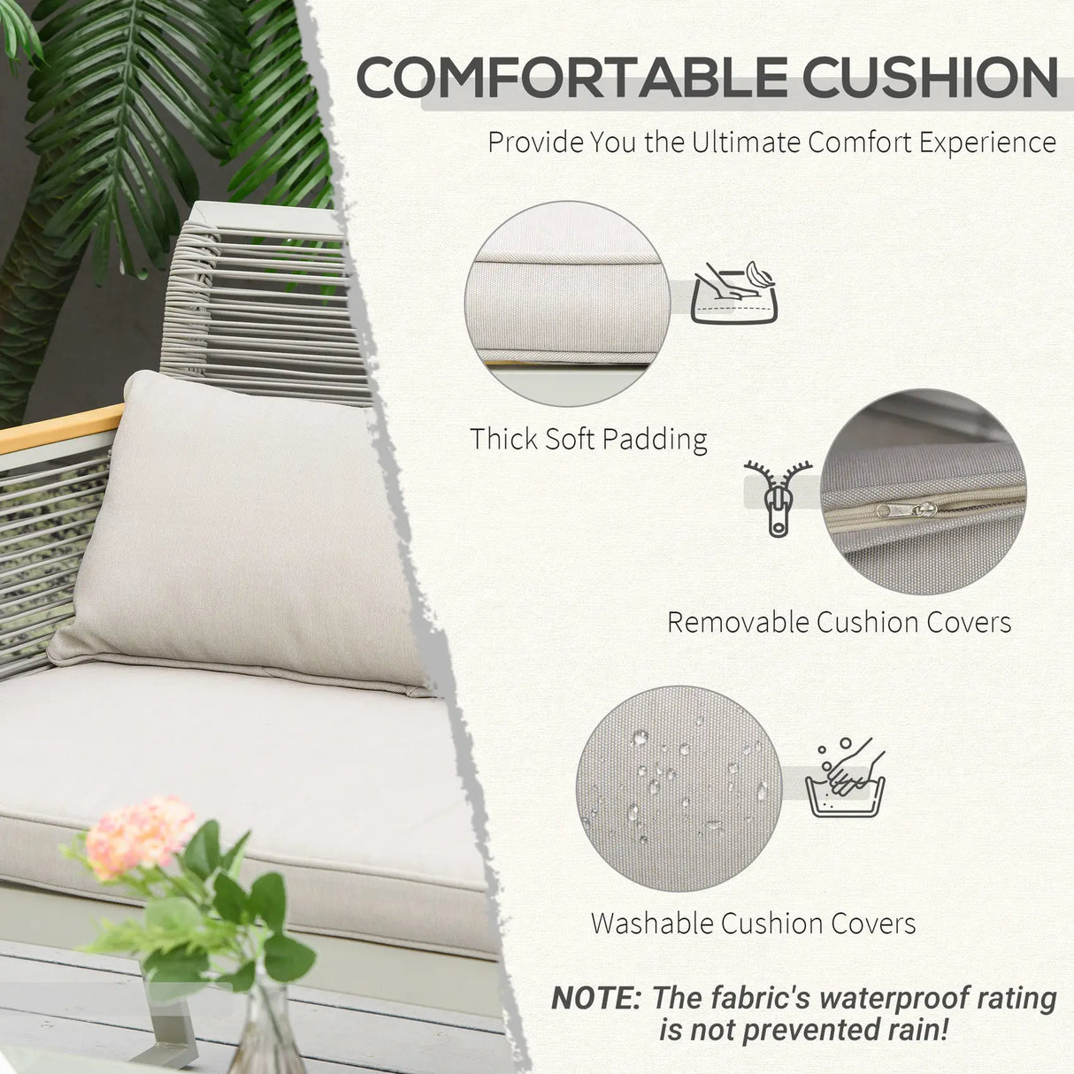 Outsunny 4 Pieces Rattan Garden Furniture Set - Grey