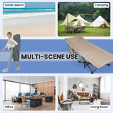 Folding Camping Cot with Carry Bag Cushion and Headrest-khaki