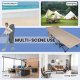 Folding Camping Cot with Carry Bag Cushion and Headrest-khaki