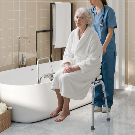 Sliding Tub Transfer Bench Adjustable Inside Bathtub Chair with Safety Belt