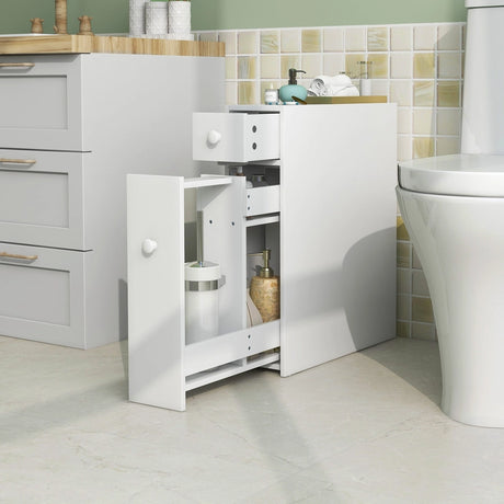 White wooden bathroom cabinet side cabinet niche cabinet white