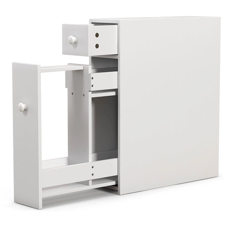 White wooden bathroom cabinet side cabinet niche cabinet white
