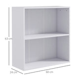 HOMCOM 2 Tier Bookshelf, Low Bookcase with Adjustable Shelf, 2 Compartments for Home Office, Living Room, Study, White