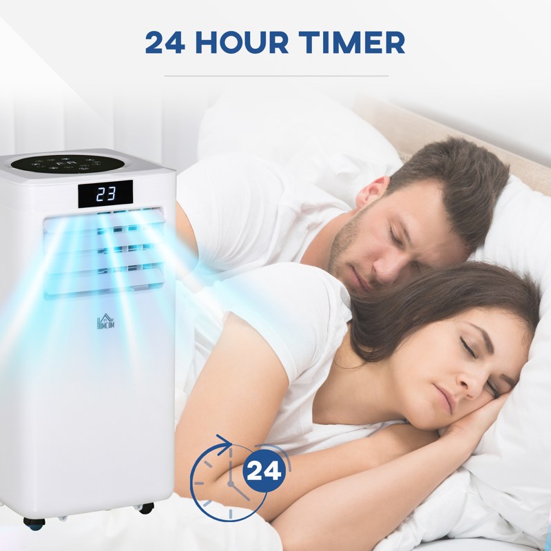 HOMCOM 10000 BTU Air Conditioning Unit, 3-in-1 Portable Air Conditioner, Dehumidifier, Cooling Fan with Remote Control, Digital Display, 2 Speeds, 24H Timer, Window Venting Kit, 22m2