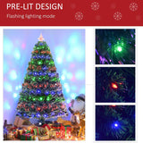 HOMCOM 5 Feet Prelit Artificial Christmas Tree with Multi-Coloured Fiber Optic LED Light, Holiday Home Xmas Decoration, Green