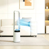 HOMCOM Bladeless Tower Fan, 36dB Standing Cooling Fan with Oscillating, LED Lights, 3 Speeds, 12H Timer, Remote Control