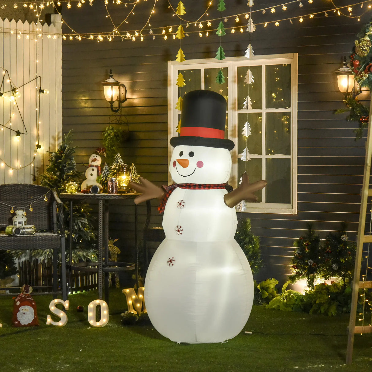 HOMCOM 6ft Giant Inflatable Snowman Christmas Decoration w/ LED Lights Accessories Cute Family Fun Seasonal Outdoor Indoor