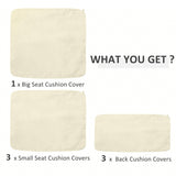 Outsunny Rattan Furniture Cushion Cover Replacement Set, 7 pcs-Cream