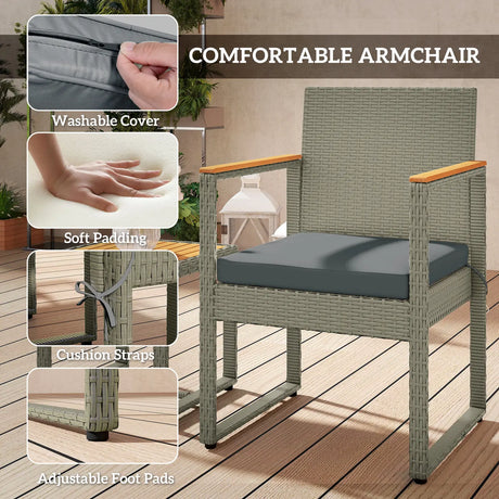 Outsunny Three-Piece Rattan Chair Set - Grey