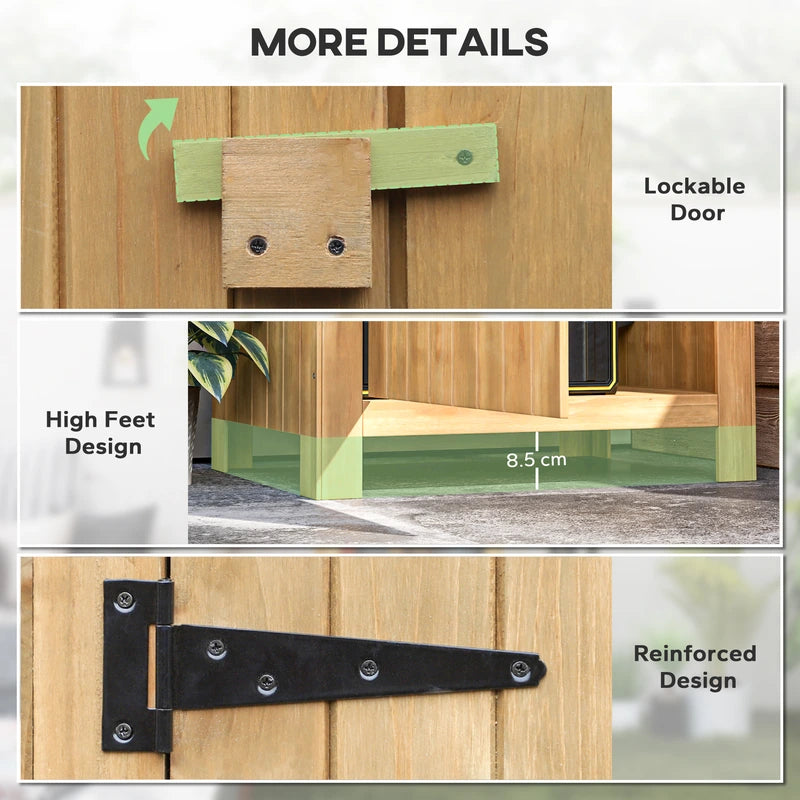 Outsunny Small Shed, Wooden Garden Storage Shed with 3 Shelves, Outdoor Tool Storage Cabinet with Tilt Roof and Lockable Door, 77.5 x 54.2 x 179.5 cm, Natural