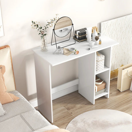 Small Computer Desk with Storage and Adjustable Shelf-White