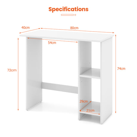 Small Computer Desk with Storage and Adjustable Shelf-White