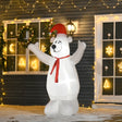 HOMCOM 6ft Tall Outdoor Inflatable Bear Airblown Projection Holiday Christmas Lawn Dcor