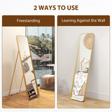 HOMCOM 40 x 160 cm Rectangular Full Length Mirror - Gold Tone