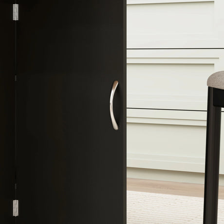 HOMCOM Folding Dining Table, Drop Leaf Table with 2-Tier Shelves, Rolling Casters, for Small Spaces, Kitchen, Oak and Black