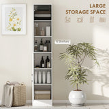 kleankin Tall Bathroom Cabinet with Mirror and Adjustable Shelf - High Gloss White