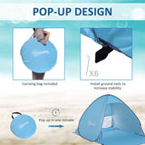 Outsunny 2-3 Person Pop up Beach Tent Hiking UV 30+ Protection Patio Sun Shelter (Blue)