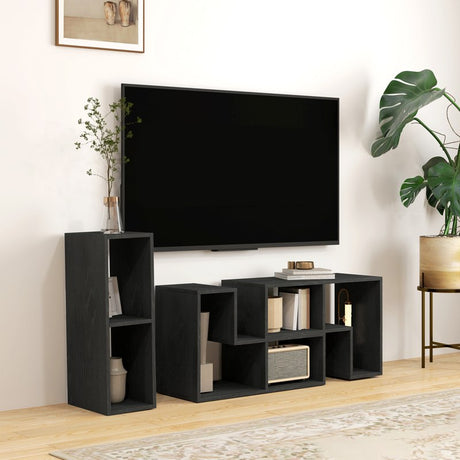 HOMCOM TV Stand for TVs up to 75 Inches, Free Combination TV Unit with Storage Shelves, Extendable Entertainment Centre for Living Room, Black Wood Grain