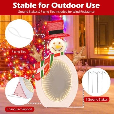 Pre-Lit Snowman with 2 Infinity Tunnel Lights and Top Hat