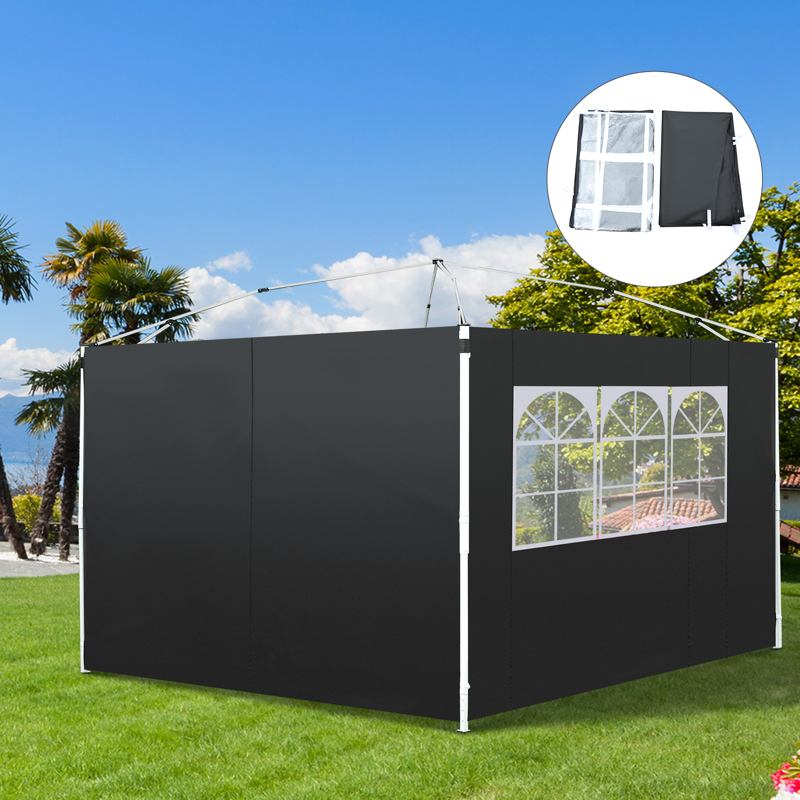 Outsunny 3 Meters Gazebo Replaceable Exchangeable Side Panel Wall Panels Walls With Window, Black