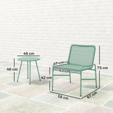 Outsunny 3 Piece Rattan Bistro Set, Outdoor Garden Furniture Set with 2 Chairs, Round Coffee Table for Patio, Balcony, Green