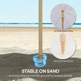 Outsunny 1.7 m Beach Umbrella with Sand Anchor, 30 Tilting Fringed Beach Garden Parasol with Adjustable Height, Blue