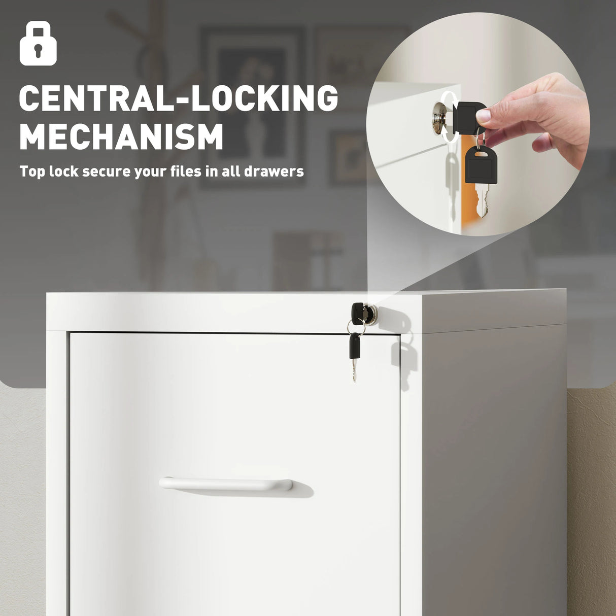 HOMCOM Four-Drawer Modern Steel Filing Cabinet - White