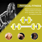 HOMCOM 20KGS 2-In-1 Dumbbell & Barbell Adjustable Set Strength Muscle Exercise Fitness Plate Bar Clamp Rod Home Gym Sports Area, Yellow