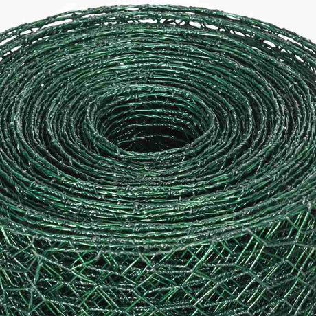 PawHut 1m x 25m Chicken Wire Mesh, Foldable PVC Coated Welded Garden Fence, Roll Poultry Netting, for Rabbits, Ducks, Geese - Dark Green