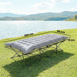 Outsunny Sleeping Mat, Foldable Camping Mattress Pad with Elastic Straps, Light Grey