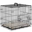 PawHut Dog Crate with 2 Doors with Tray, Soft Cushion, Foldable Metal Dog Cage for Extra Small Dogs, 60 x 40 x 50, Black