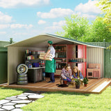 Outsunny 12.5 x 11.1ft Steel Sliding Door Storage Shed - Green