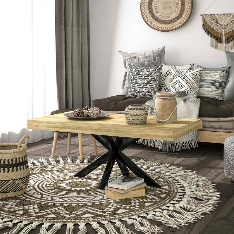 HOMCOM Bold Rustic Block Coffee Table - Wood-Effect