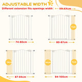 PawHut Metal 74-100cm Adjustable Pet Gate Safety Barrier w/ Auto-Close Door White