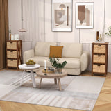 3/4-Tier Nightstand with 2/3 Seagrass Baskets Narrow X-Design-3 Baskets